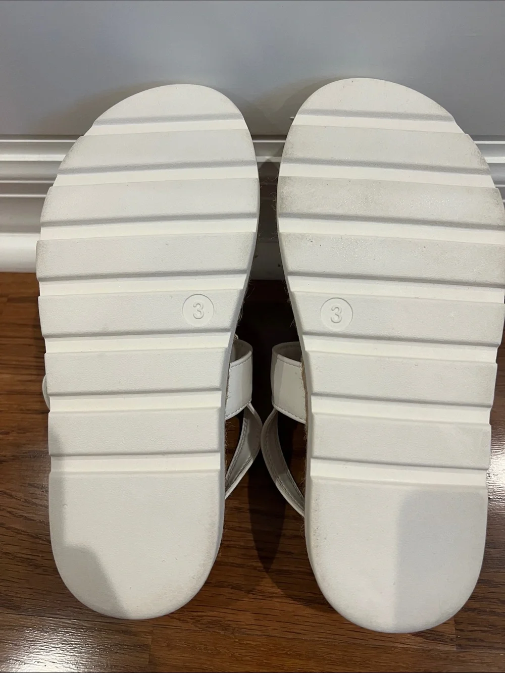 art class White Platform Espadrille Sandals with Gold Buckle